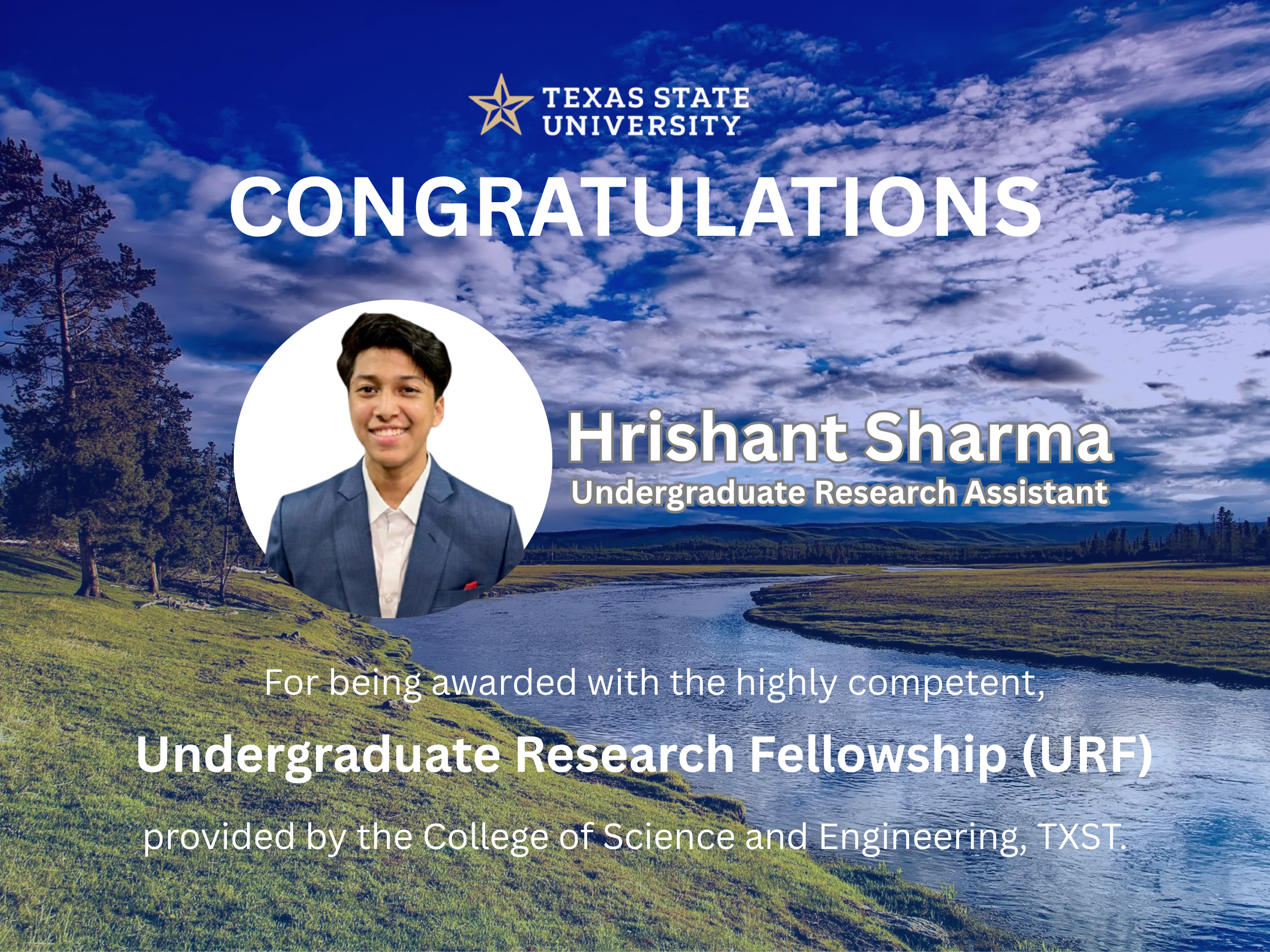 Hrishant Sharma Awarded URF for Deep Learning Streamflow Study